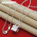 925 Silver Lock Pendant Chains Necklace For Women Men