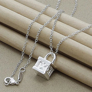 925 Silver Lock Pendant Chains Necklace For Women Men