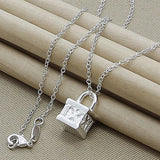 925 Silver Lock Pendant Chains Necklace For Women Men