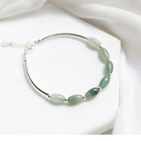 925 Silver Green Aventurine Gemstone Bracelet Bangle