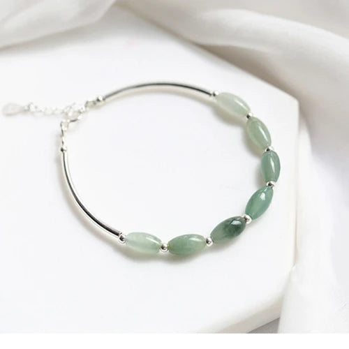 925 Silver Green Aventurine Gemstone Bracelet Bangle
