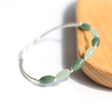 925 Silver Green Aventurine Gemstone Bracelet Bangle
