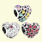 925 Silver Love Heart Charm Beads for Bracelet Jewelry