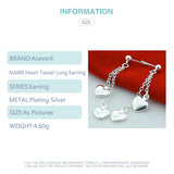 925 Silver Heart Tassel Long Chain Earrings Women Party Jewelry