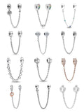 925 Silver Love Tree Heart Safety Chain Pendant Necklace Charms
