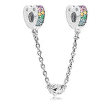 925 Silver Love Tree Heart Safety Chain Pendant Necklace Charms