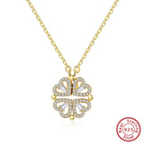 925 Silver Lucky Four-leaf Clover Necklace Women Heart Pendant Wedding Jewelry