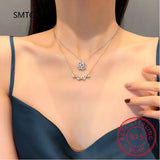 925 Silver Clover Necklace Women Heart Pendant Clavicle Chain Jewelry
