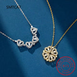 925 Silver Clover Necklace Women Heart Pendant Clavicle Chain Jewelry
