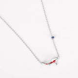 925 Silver Koi Fish Pendant Necklace Red Luck Cyprinoid Chain Jewelry