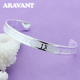 925 Silver Lucky Roman Numbers Bracelets Bangles For Women Men