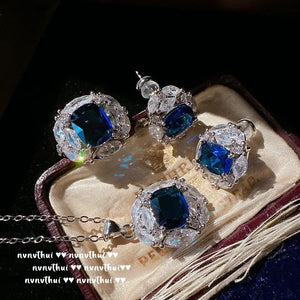 925 Silver CZ Engagement Jewelry Set Bridal Sparkle Wedding Accessories