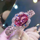 925 Silver Morganite Bracelet Diamond Royal Jewelry Christmas
