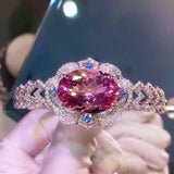 925 Silver Morganite Bracelet Diamond Royal Jewelry Christmas
