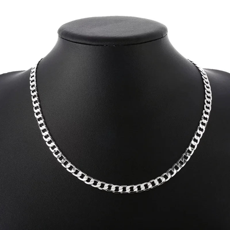 925 Silver Male Long Necklace Chain Light Smooth Excellent Necklace for Man Boy