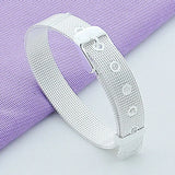 925 Silver Mesh Watch Belt Bracelet for Women Men