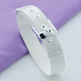 925 Silver Mesh Watch Belt Bracelet for Women Men