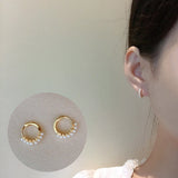 925 Silver Pearl 18K Plated Hoop Earring Buckle for Women
