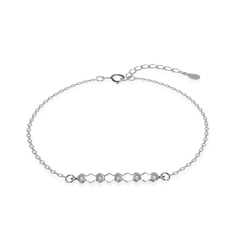925 Silver Moissanite Diamond Row Carm Bracelet Women Engagement