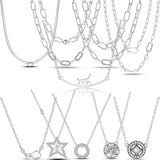 925 Silver O-Pendant Charm Chain Necklace for Women