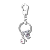 925 Silver Key Ring Bag Charm Holder Heart Keychain