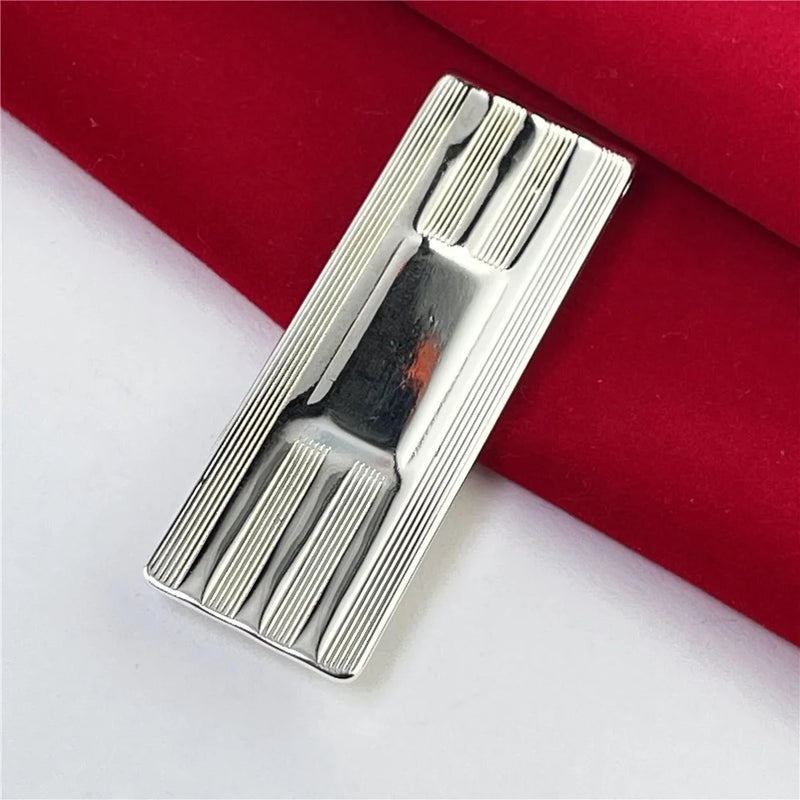 925 Silver Money Clip Striped Money Clip Jewelry Gift