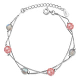 Moonstone & Pink Crystal Bracelet Women Jewelry