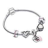 925 Silver Mother's Gift Love Snake Bracelet Set with Diamonds Pink Dreamy