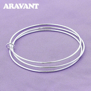 925 Silver Circle Charm Bracelet Bangles For Women Men