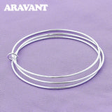 925 Silver Circle Charm Bracelet Bangles For Women Men