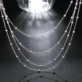 925 Silver Layer Round Beads Necklace Chains Women Wedding Jewelry