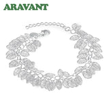 925 Silver Leaves Bracelet Chain For Women Jewelry
