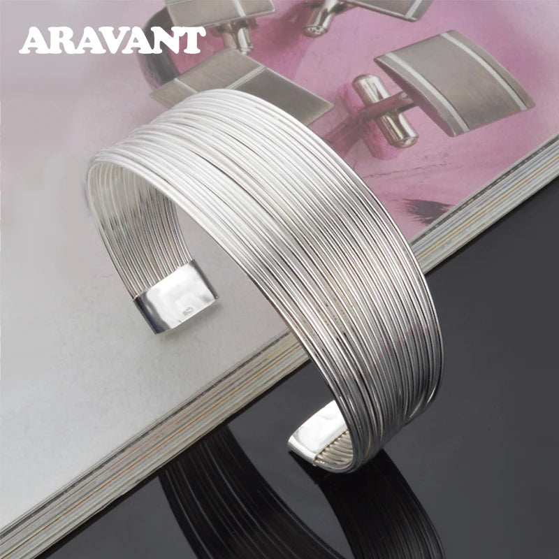 925 Silver Line Bracelet&Bangle For Women Jewelry Gift