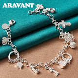 925 Silver Charm Bracelet for Women Jewelry