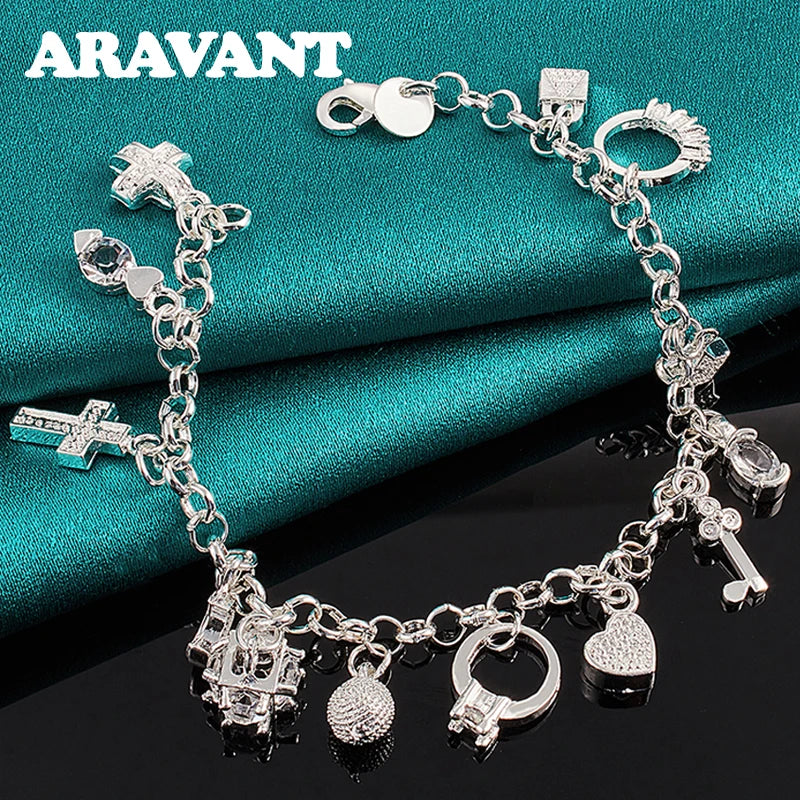 925 Silver Charm Bracelet for Women Jewelry