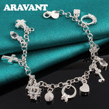 925 Silver Charm Bracelet for Women Jewelry