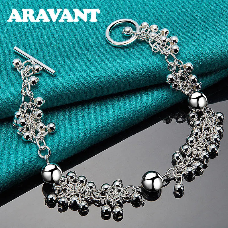 925 Silver Smooth Bead Bracelet for Women Wedding