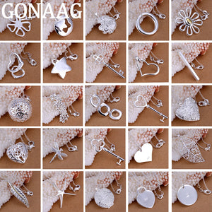 925 Silver Multi Pendant Necklace Key Cross Round Heart Party Gift