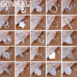 925 Silver Multi Pendant Necklace Key Cross Round Heart Party Gift