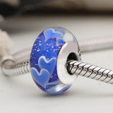925 Silver Muranoglas Hearts Charm Beads Fit European Bracelets for Women
