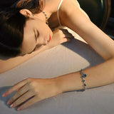 925 Silver Crystal Heart Bracelet Bangle Charm Jewelry