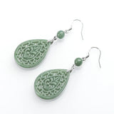925 Silver Emerald Jade Flower Beads Earrings DIY Handmade Women Jewelry
