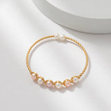 925 Silver Freshwater Pearl Bracelet Bangle Women Fine Jewelry