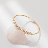 925 Silver Freshwater Pearl Bracelet Bangle Women Fine Jewelry