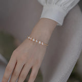 925 Silver Freshwater Pearl Bracelet Bangle Women Fine Jewelry