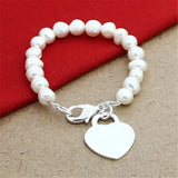 925 Silver Freshwater Pearl Bracelet Pink Green Silver Bridal Jewelry