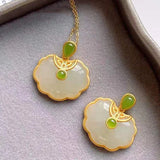 925 Silver Green Jade Ruyi Lock Pendant Necklace Charm Jewelry