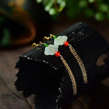 925 Silver Jade Emerald Chinese Knot Swing Earrings Charm Jewelry