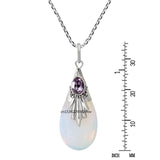 925 Silver Moonstone Pendant Necklace Jadeite Amulet Jewelry