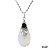 925 Silver Moonstone Pendant Necklace Jadeite Amulet Jewelry